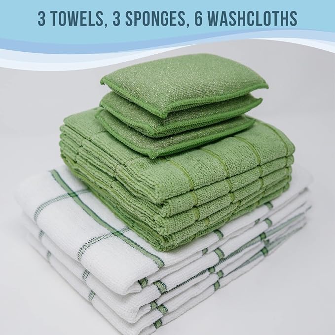 Don Aslett's 12 Piece Microfiber Kitchen Set | 6 Multi-Purpose Wash Cloths - Image 5