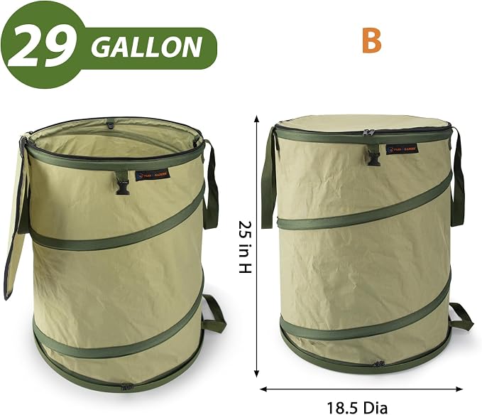 YUDI & GARDEN 29 Gallon Hard Bottom Collapsible Trash Can｜Collapsible Garden - Image 6