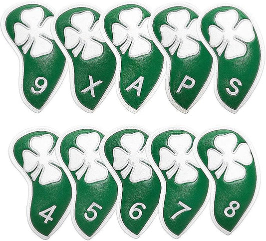 Lucky Clover Golf Iron Club Head Covers Headcovers Set, Designed to fit All by BarudanGolf
