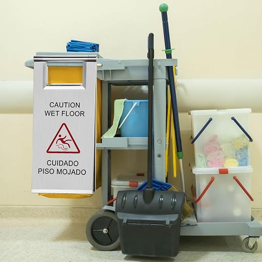 Kigley 2 Pcs Wet Floor Sign, 17 Inch Stainless Steel Caution Wet Floor Sign - Image 7
