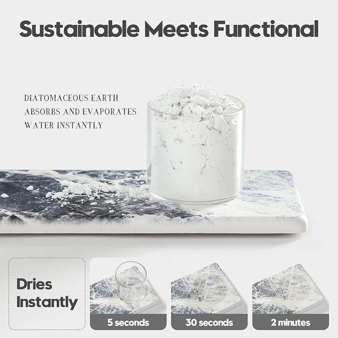 2PCS Bathroom Sink Vanity Trays, Water Absorbing Diatomite Stone Quick Drying - Image 6
