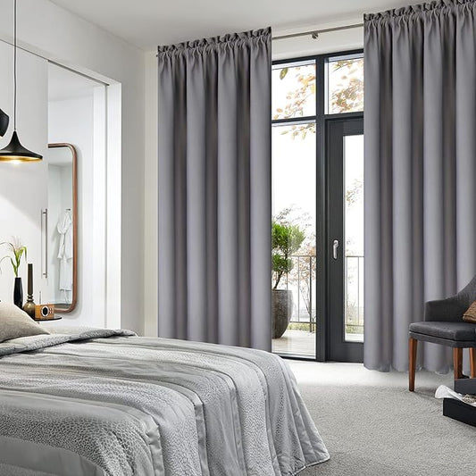 DWCN Grey Room Darkening Blackout Curtains - Image 2
