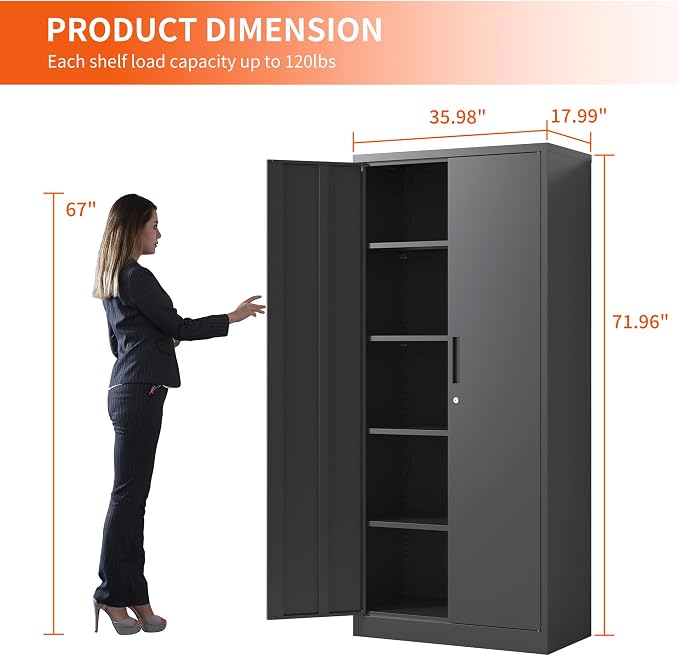 72'' Garage Storage Cabinet, Lockable Storage Cabinet - Image 3