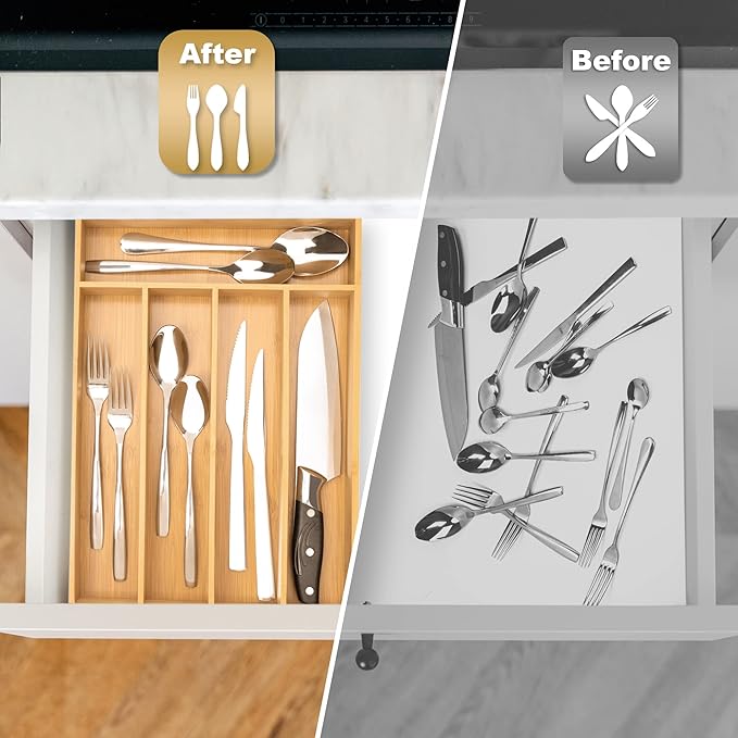 Silverware Organizer Kitchen Drawer Organizer Utensil Organizer Bamboo - Image 4