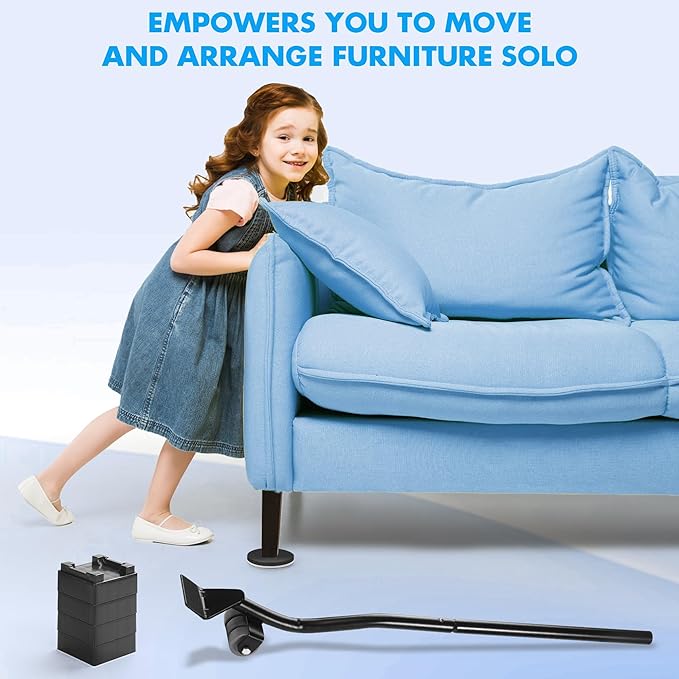 Furniture Lifter Tool + 8-Pack of 3.5" Sliders, Save 80% Effort, Safely and - Image 4
