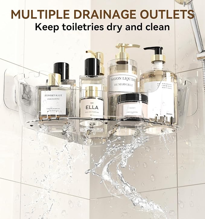 Corner Shower Caddy, Rustproof Corner Shower Shelves, No Drilling Bathroom - Image 4