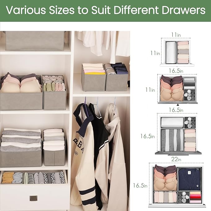 Criusia Drawer Organizer Clothes, 24 Pack Underwear Drawer Organizers, Foldable - Image 8