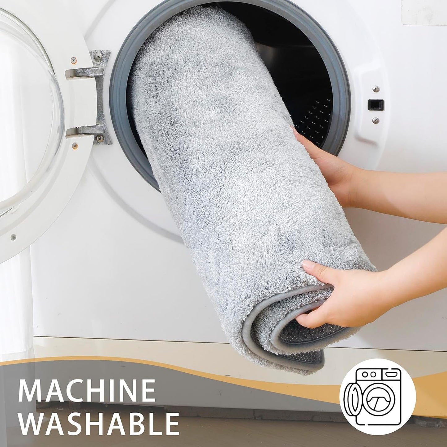 MINIDEAR Bathroom Rugs 24x17 Light Gray - Thick Memory Foam Bath Mat, Ultra Soft & Plush Fluffy, Non-Slip, Quick Dry, Absorbent Washable Floor Microfiber Mat for Tub, Home Decor Accessories