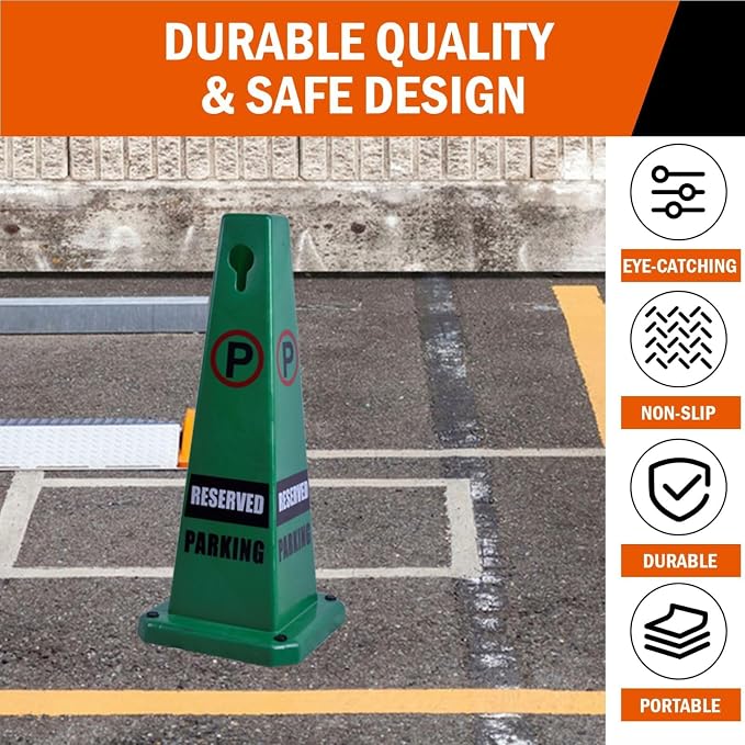 4-Pack 26.5" Caution Cones, 4-Sided Visible Safety Signs - Image 5
