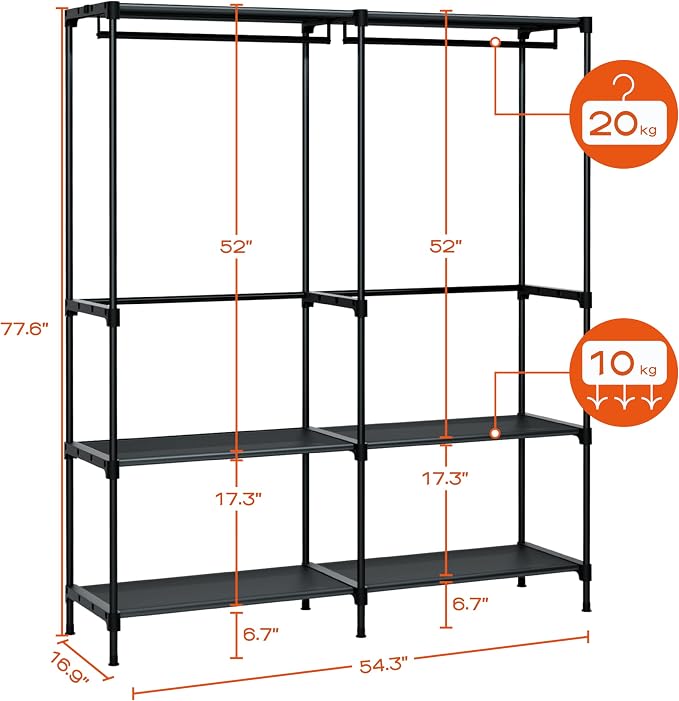 Clothes Rack, Portable Closet, 54.3 Inch Large Capacity Wardrobe Closet - Image 3