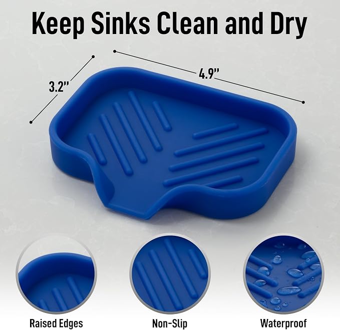 Zulay Kitchen Small Silicone Sponge Holder – Space-Saving Sink Organizer Tray - Image 4
