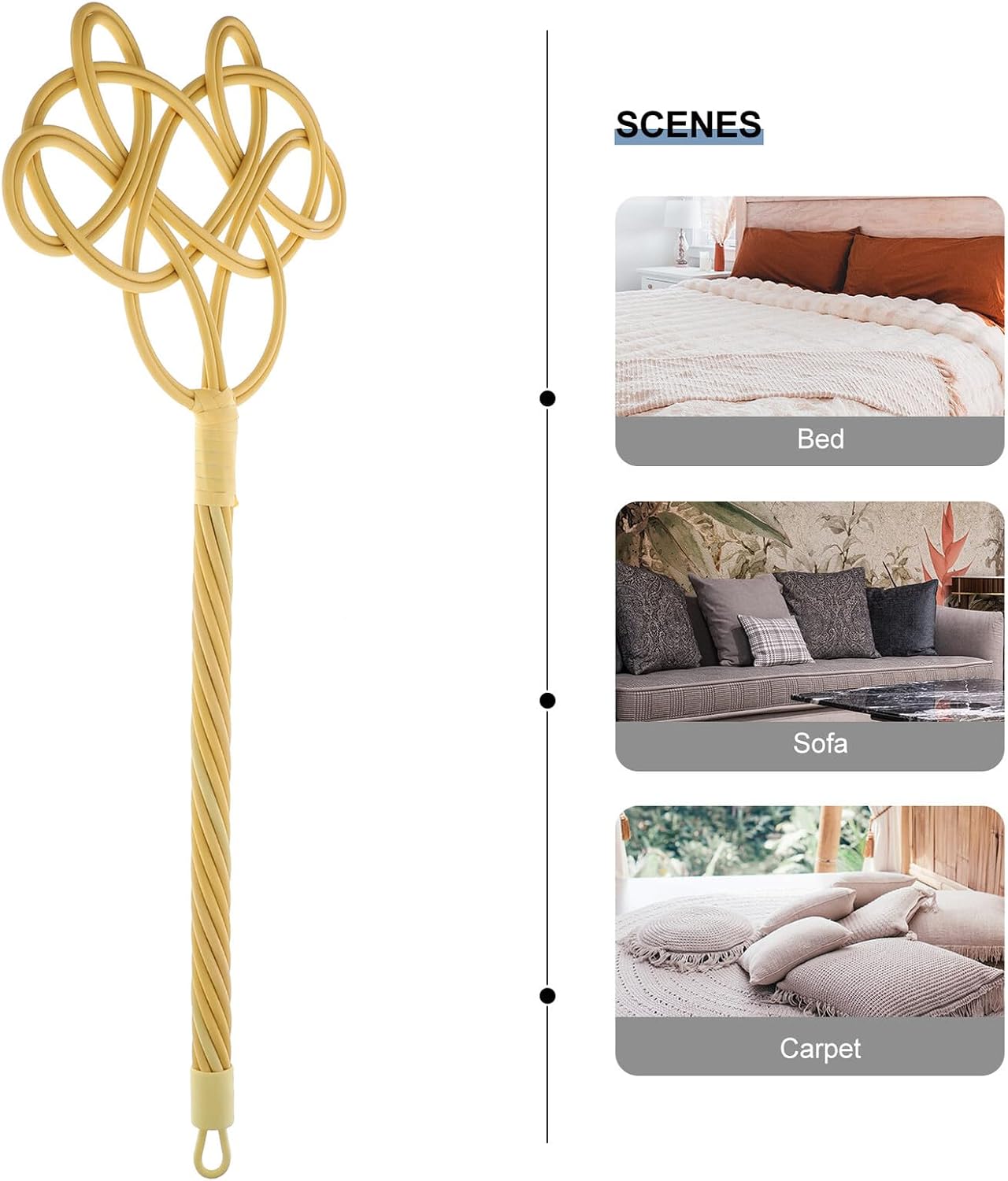 VOSAREA Long Handle Quilt Duster with Rattan Imitation Paddle, Manual Carpet and Blanket Dust Cleaner for Home Cleaning,