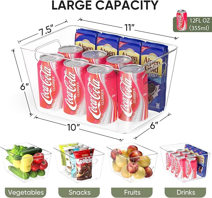 BALEINE Clear Plastic Storage Bins, Pantry Organization, BPA Free Stackable - Image 4