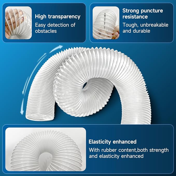Hon&Guan 4" x 10' Dust Collection Hose, Flexible Clear Odorless PVC Dust - Image 3
