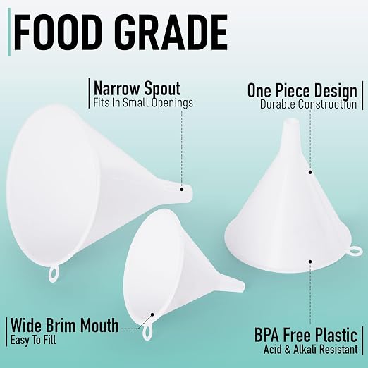 Zulay Kitchen 3-Piece Plastic Funnel Set - Image 2