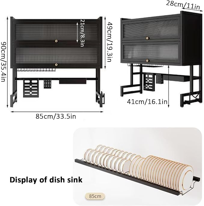 Dish Drying Rack 4 Tiers with Cover, Keep Kitchen Sink Shlef Organized - Image 7