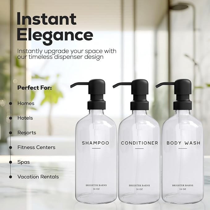 Clear Shampoo and Conditioner Dispenser Set by Brighter Barns - Image 2