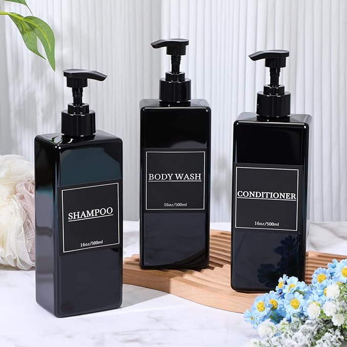 Tanlade 6 Pcs Shampoo and Conditioner Dispenser Bottles 16oz Modern Shower Soap - Image 5