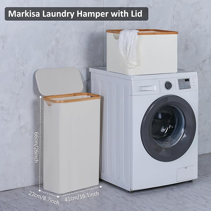 Slim Laundry Basket, Tall laundry Hamper - Image 3