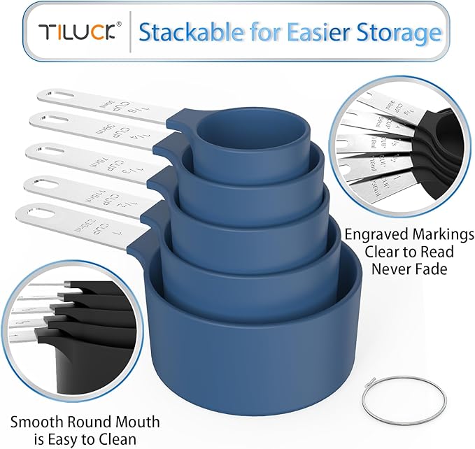 TILUCK Measuring Cups & Spoons Set, Stackable Cups and Spoons, Nesting Measure - Image 4