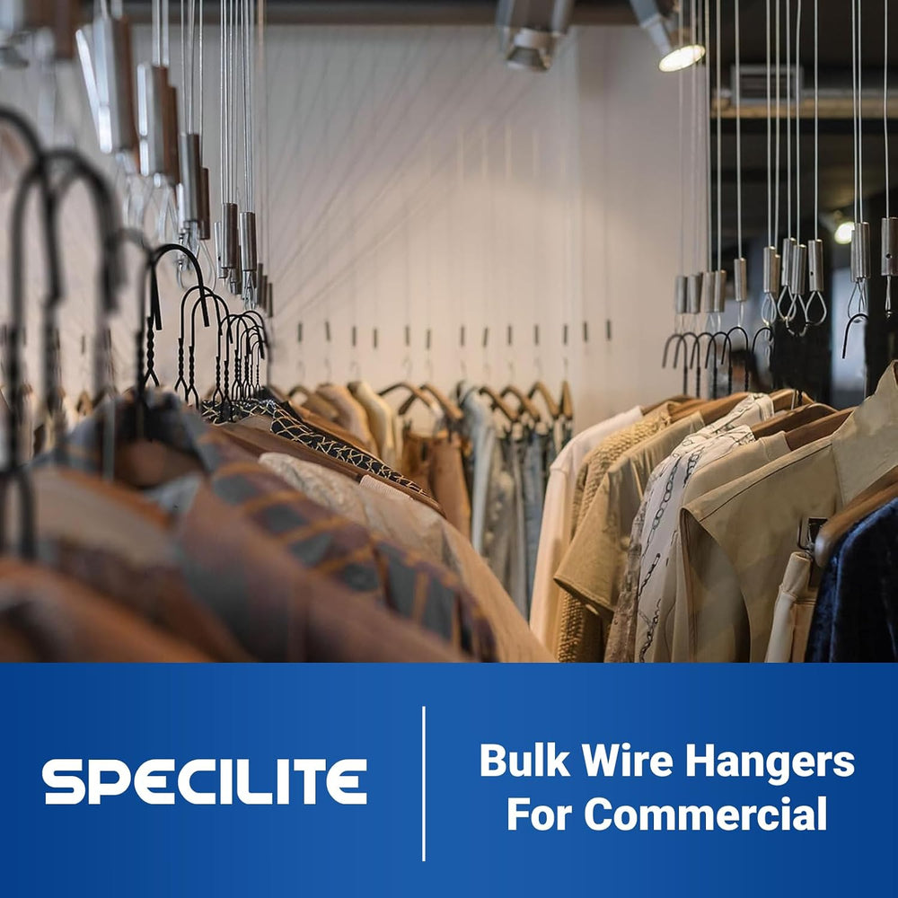 SPECILITE Wire Metal Clothes Hangers Bulk 100 Pack, Ultra Thin, Black
