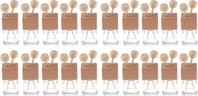 20 Pack, 8ml Clear Glass Car Air Freshener Perfume Clip Diffuser, Empty by Furnido