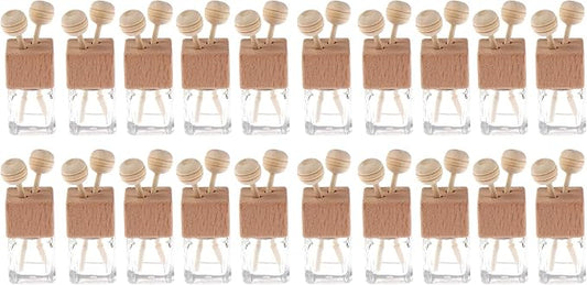 20 Pack, 8ml Clear Glass Car Air Freshener Perfume Clip Diffuser, Empty by Furnido