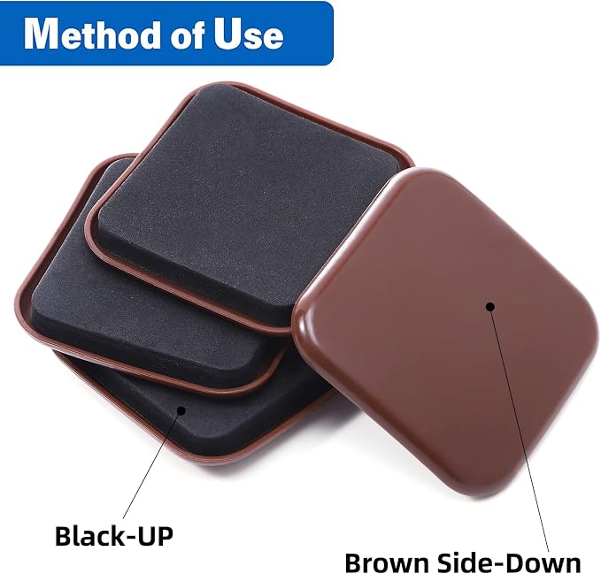 Square Furniture Sliders, Reusable Furniture Movers Sliders - Image 4