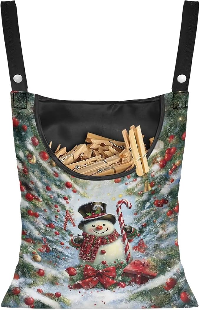 Snowman Clothespin Bag Christmas 2025 Hanging Storage Organizer Clothes Pin Bag by CREAMIC