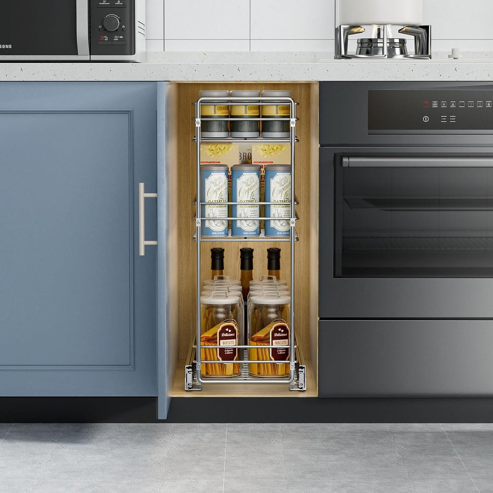 ROOMTEC 3-Tier Pull Out Cabinet Organizer for Narrow Cabinet (5.5" W X 2...