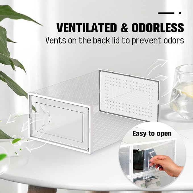 Kuject 15 Pack Shoe Storage Boxes, Large Clear Plastic Stackable Shoe Organizer - Image 6