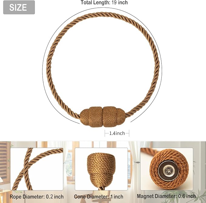 Magnetic Curtain Tiebacks Rope Curtain Tie Backs - Image 2