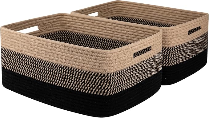Large Storage Basket for Organizing, Woven Rope Basket for Shelves, Closet by OIASKET