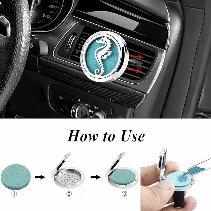 AZNECK Car Essential Oil Diffuser Vent Clip Car Diffuser Vent Clips Hippocampus - Image 4