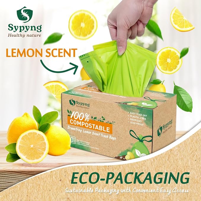 Compostable Trash Bags 6-8 Gallon – Heavy Duty, 1.1 Mil Thick, 100% - Image 2