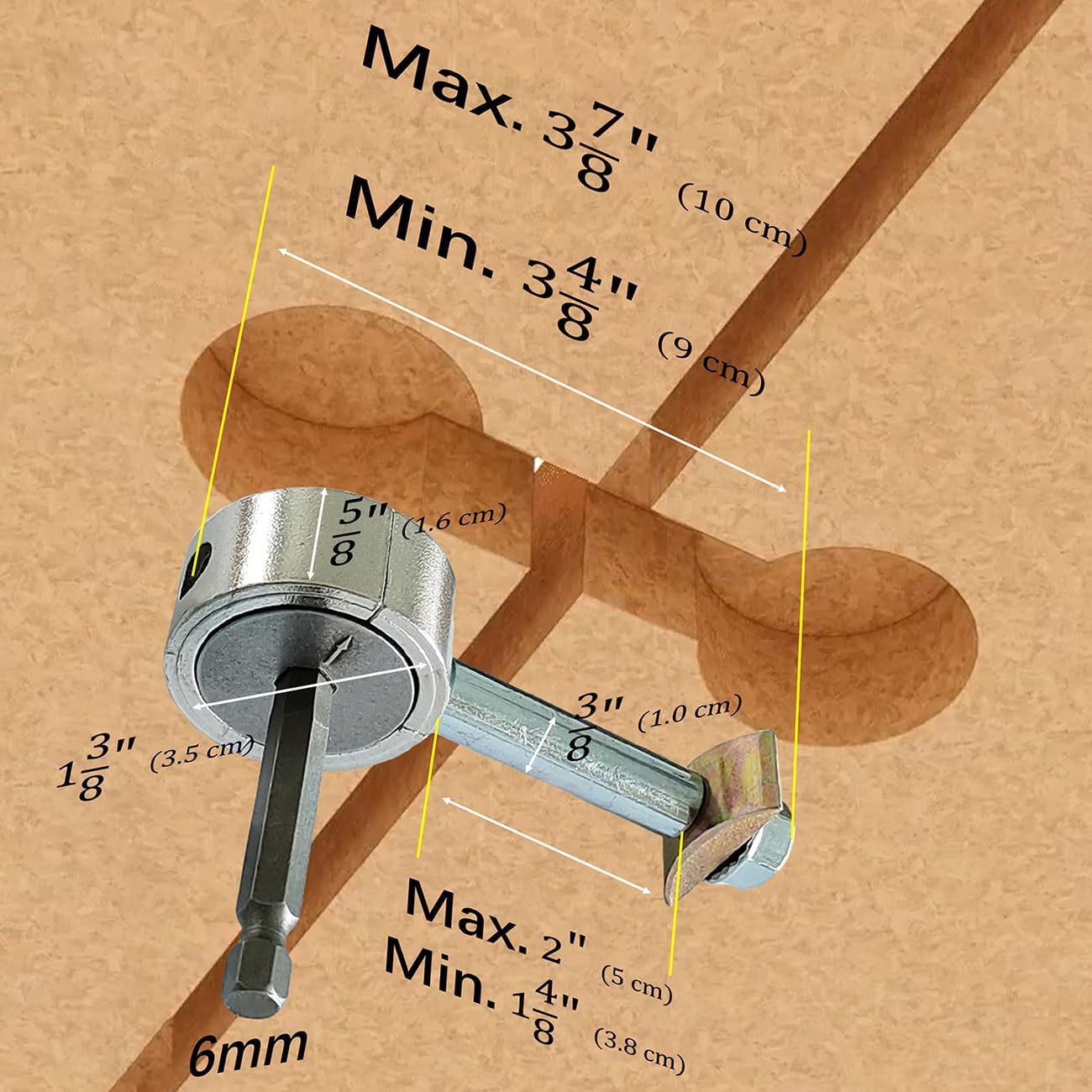 Countertop Miter Connector, Furniture Joining Kit with 6 mm Hex Bit, for Drawbolt, Butcher Block, Bed, Quick One-Hand Fastening, 4 Pack