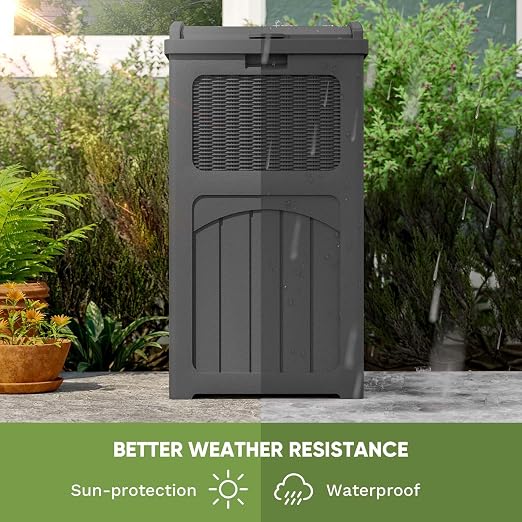 Patiowell 36 Gallon Outdoor Trash Can, Resin Outdoor Garbage Can - Image 8
