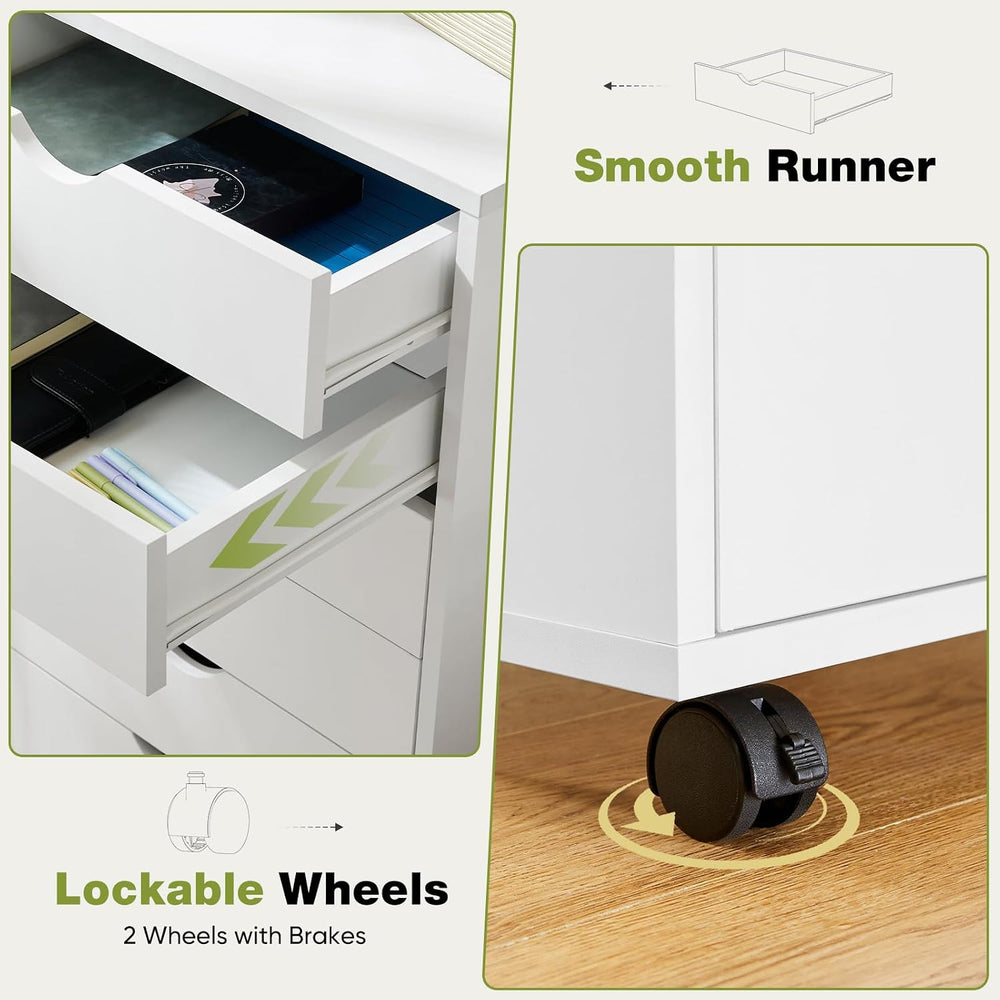 Sweetcrispy 7 Drawer Rolling Storage Cabinet, Wood Under Desk Mobile Dresser ...