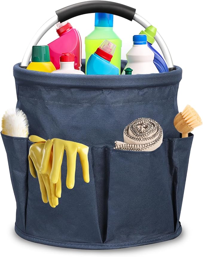 Qivine 17L Cleaning Caddy with Handle, Cleaning Supply Caddy Foldable Tool Bag by Qivine