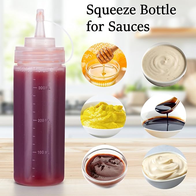 Condiment Squeeze Bottles Ketchup Dispenser, 4 Pack 12oz Squeeze Bottles - Image 5