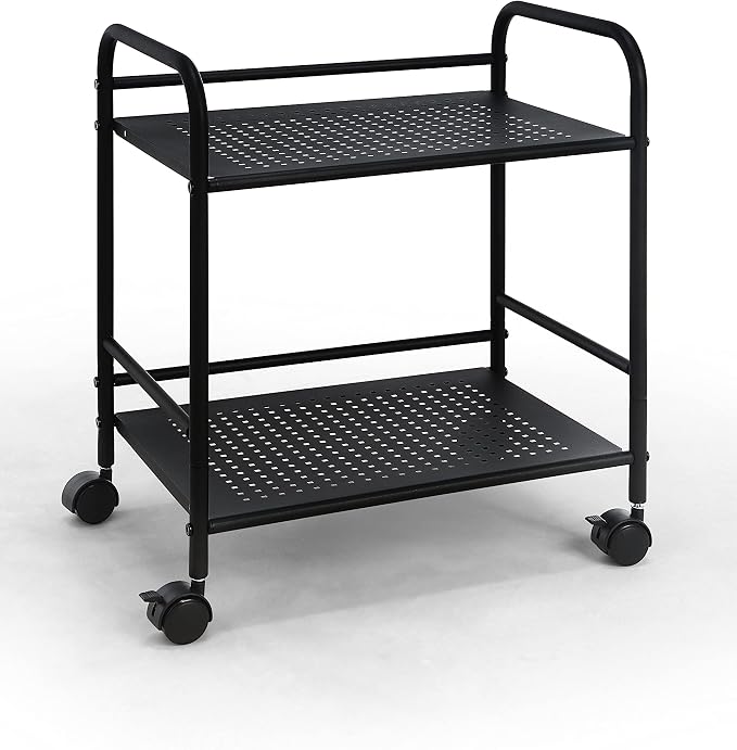 SunnyPoint 2-Tier Metal Rolling Utility Cart – Mobile Storage Shelf - Image 7