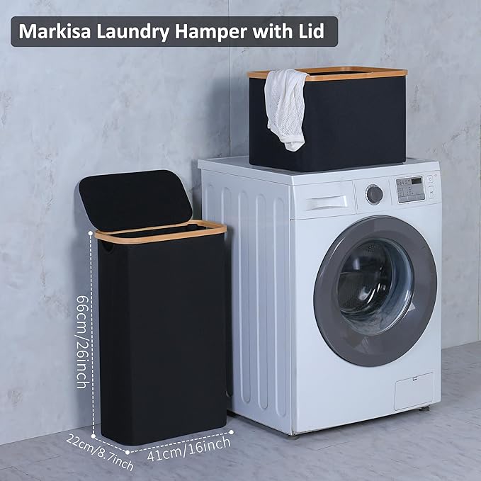 60L Slim Laundry Hamper, Laundry Basket - Image 7