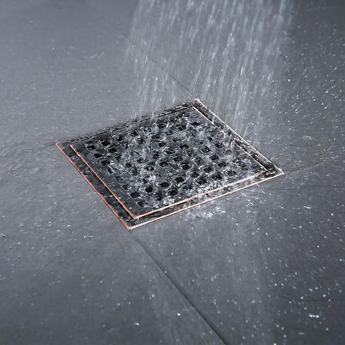 RANDOM Oil Rubbed Bronze Shower Drain Square 6 Inch Shower Floor Drain Grate & - Image 6