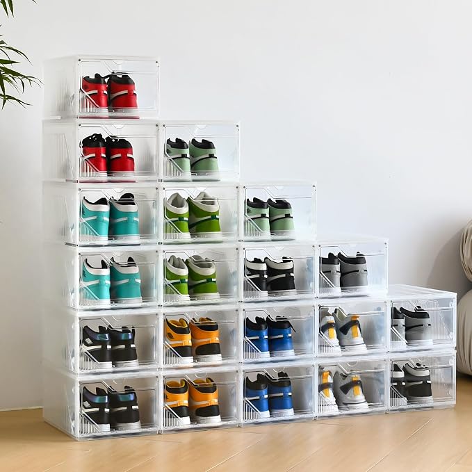Modular XX-Large Shoe Organizer, Shoe Storage Organizer, 10 Pack Shoe Box Clear - Image 7