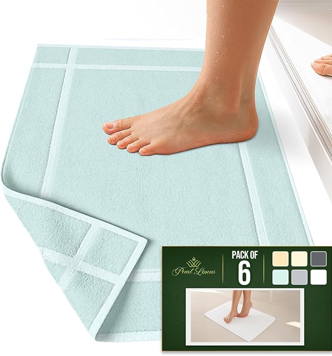 Pearl Linens Pack of 6 100% Cotton Bath Mat 20x30 inches, Soft & Absorbent - Image 4