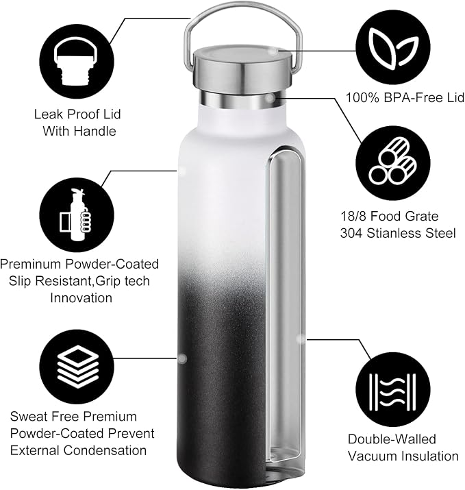 Neihepal Gradient Stainless Steel Water Bottles, 20 Ounce Vacuum Insulated - Image 3
