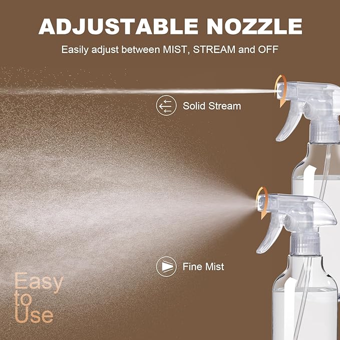 Plastic Spray Bottles Heavy Duty Spraying, Mist & Stream, Empty Water Sprayer - Image 3