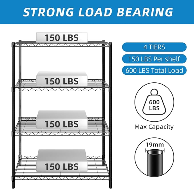 4-Shelf Adjustable Metal Shelf Wire Shelving Unit Storage Rack Display Shelf - Image 3