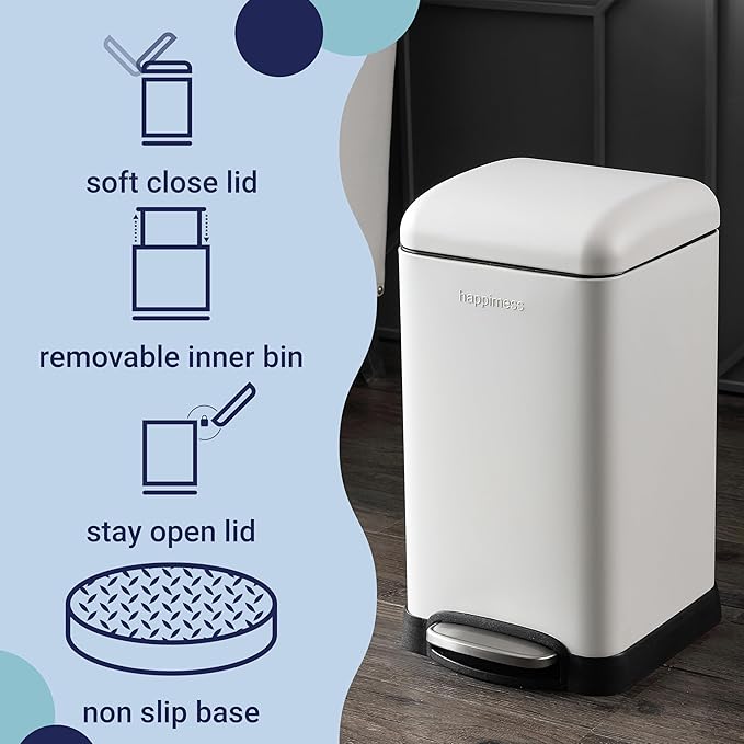 Happimess HPM1012C Betty Retro Mini 3.2-Gallon Step-Open Trash Can, Minimalistic - Image 4