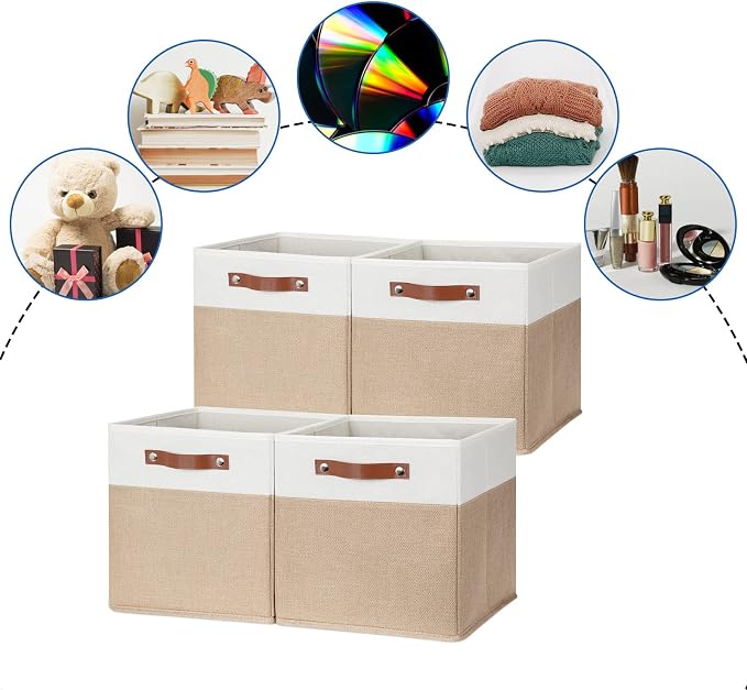 DULLEMELO Cube Storage Bins, Collapsible foldable Linen Canvas Closet Storage - Image 5
